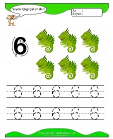 6 Rakamı Çizgi Çalışmaları Çalışma Sayfaları